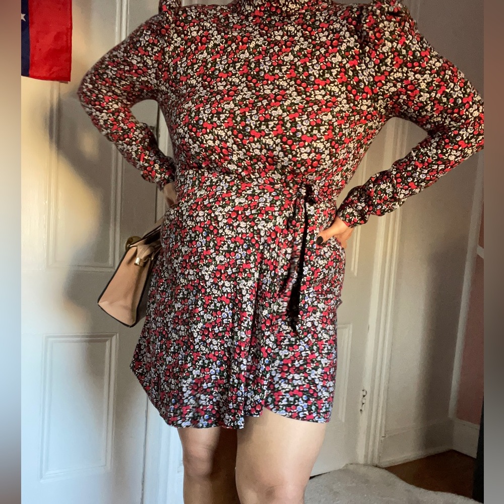 TopShop Floral Mini Long Sleeve Dress